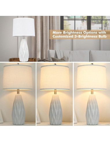 Lámpara de Mesa Regulable KunruiTAI Blanca 63.5 cm Cerámica