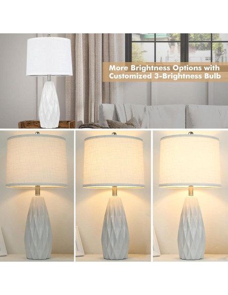 Lámpara de Mesa Regulable KunruiTAI Blanca 63.5 cm Cerámica