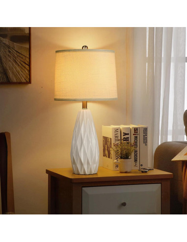 Lámpara de Mesa Regulable KunruiTAI Blanca 63.5 cm Cerámica