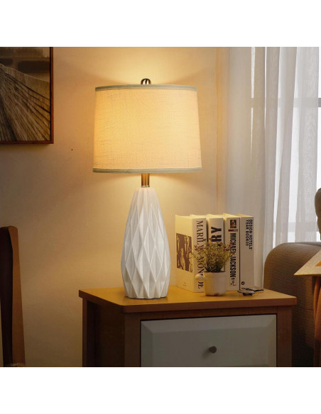 Lámpara de Mesa Regulable KunruiTAI Blanca 63.5 cm Cerámica