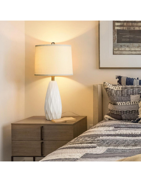 Lámpara de Mesa Regulable KunruiTAI Blanca 63.5 cm Cerámica