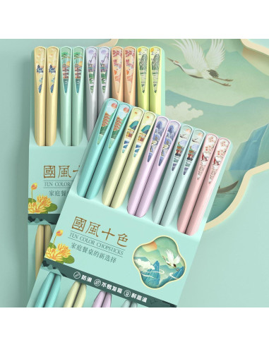 Set de 10 Palillos Reutilizables Auerllcy 24 cm Antideslizantes