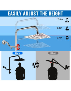 Cabezal de Ducha AMORIX 30.48 cm Cuadrado con Filtro y Manguera 2