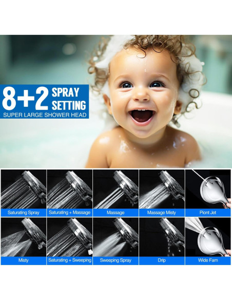 Cabezal de Ducha AMORIX 30.48 cm Cuadrado con Filtro y Manguera