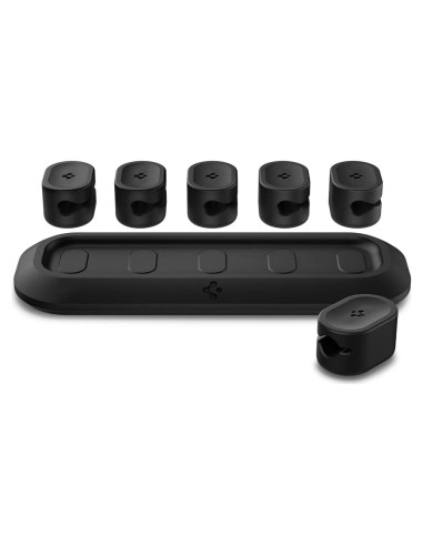 Soporte Magnético para Cables Spigen Negro - 6 Clips