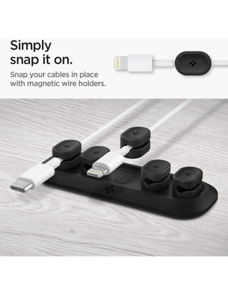 Soporte Magnético para Cables Spigen Negro - 6 Clips