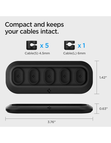 Soporte Magnético para Cables Spigen Negro - 6 Clips