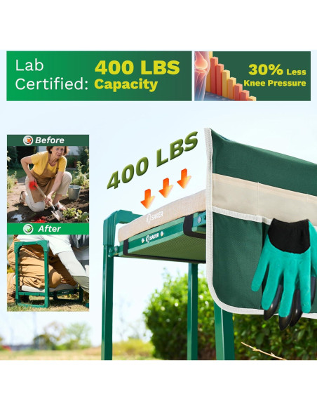 Rodillo y Asiento Plegable Saker para Jardinería 2-en-1