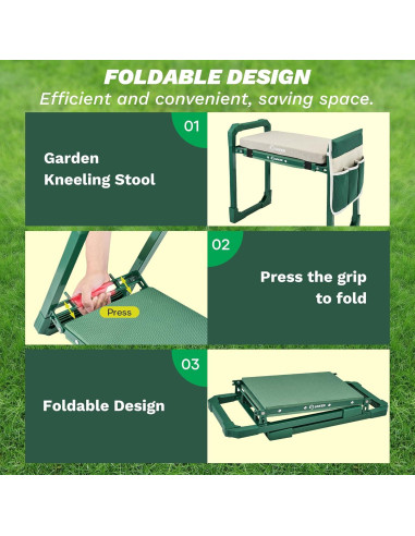 Rodillo y Asiento Plegable Saker para Jardinería 2-en-1