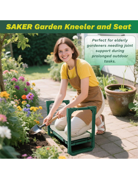 Rodillo y Asiento Plegable Saker para Jardinería 2-en-1