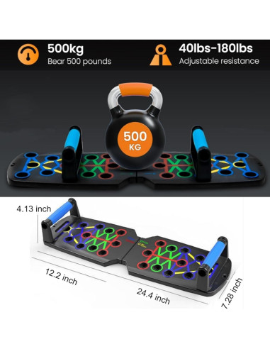 Soporte para Flexiones Boinesnaw Plegable y Ajustable Fitness