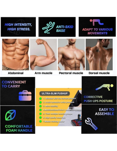 Soporte para Flexiones Boinesnaw Plegable y Ajustable Fitness