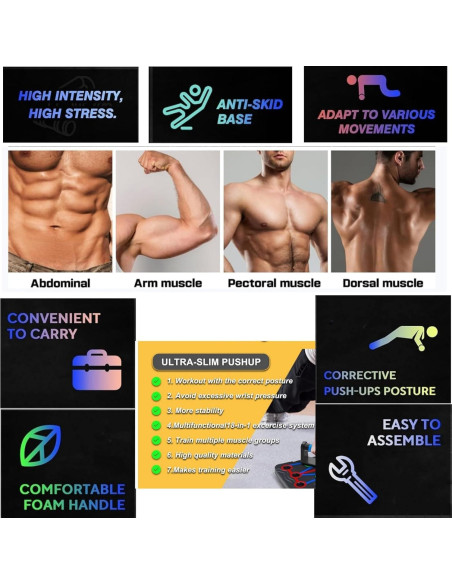 Soporte para Flexiones Boinesnaw Plegable y Ajustable Fitness