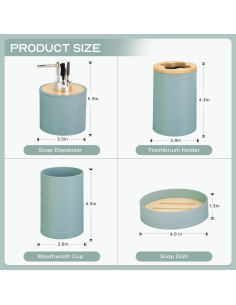Juego de Accesorios de Baño Boho RRM 4 Piezas Aqua 2