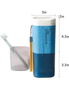 Estuche de Cepillo de Dientes de Viaje Rmannke Azul 4 en 1 2