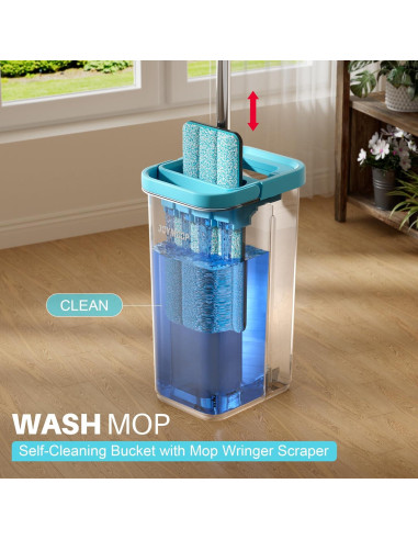Juego de Mopa y Cubo JOYMOOP con Escurridor y 3 Paños Microfibra