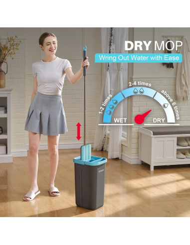 Juego de Mopa y Cubo JOYMOOP con Escurridor y 3 Paños Microfibra