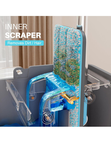 Juego de Mopa y Cubo JOYMOOP con Escurridor y 3 Paños Microfibra