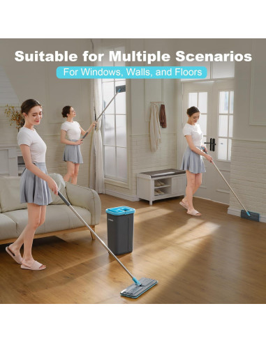 Juego de Mopa y Cubo JOYMOOP con Escurridor y 3 Paños Microfibra