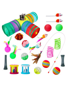 Kit de Juguetes para Gatos BWOGUE 22 Piezas con Túnel Plegable