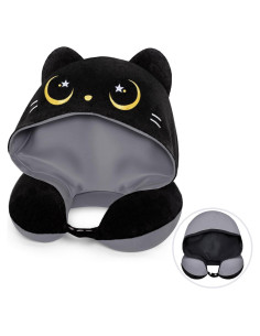 Almohada de Cuello de Viaje Mewaii con Capucha y Espuma de Memoria