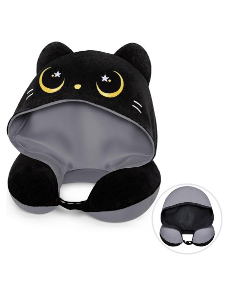 Almohada de Cuello de Viaje Mewaii con Capucha y Espuma de Memoria
