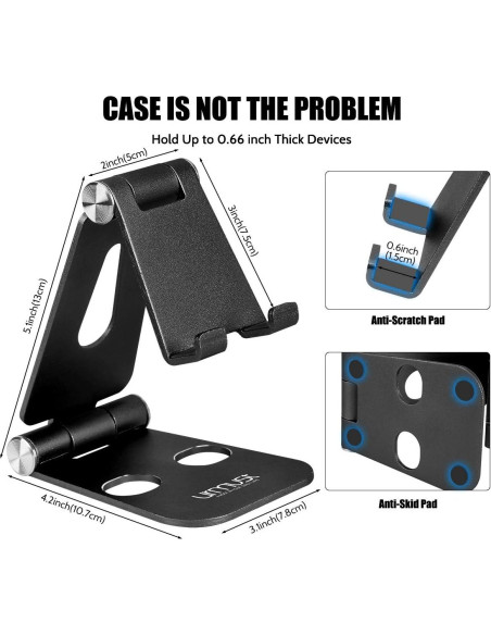 Soporte para Teléfono Urmust Ajustable Plegable Negro 4-10"