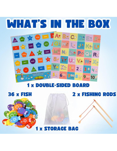 Juego de Pesca Magnético de Madera Haktoys 4-en-1 Educativo