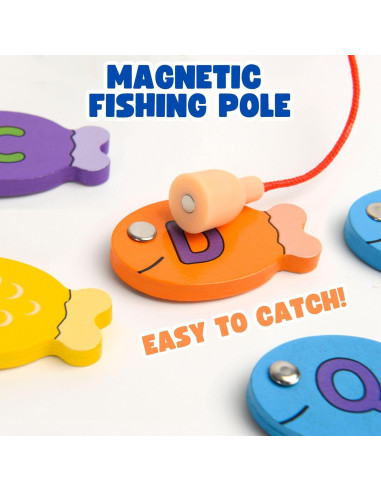 Juego de Pesca Magnético de Madera Haktoys 4-en-1 Educativo