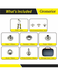 Kit de Botones a Presión Gromerior con Estuche y 100 Botones 15mm 2