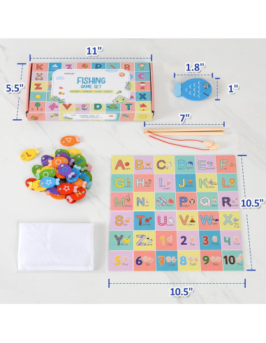 Juego de Pesca Magnético de Madera Haktoys 4-en-1 Educativo