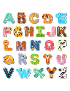 Letras Magnéticas MOWPOG 26 Piezas Alfabeto Animal Educativo