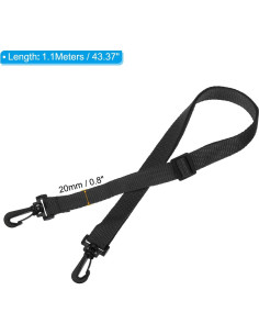 Correa de Hombro Ajustable PATIKIL 20mm x 1.1m Negro - 2 Clips 2