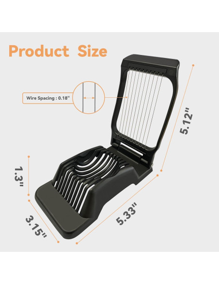 Cortador de Huevos Duros Bozenu Negro - Acero Inoxidable