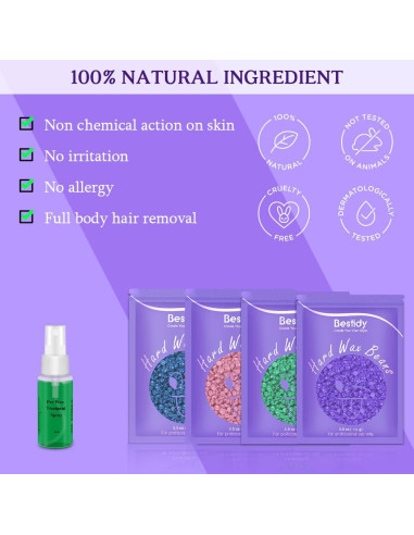 Kit de Cera Calentador Digital Bestidy 1.56kg para Depilación