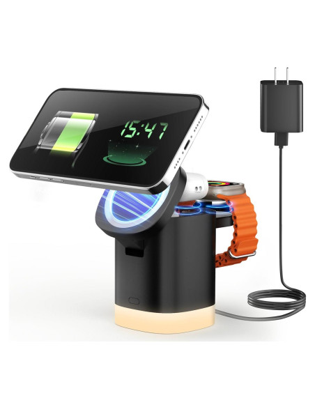 Cargador Inalámbrico 3 en 1 JoyGeek MagSafe para iPhone 12-16