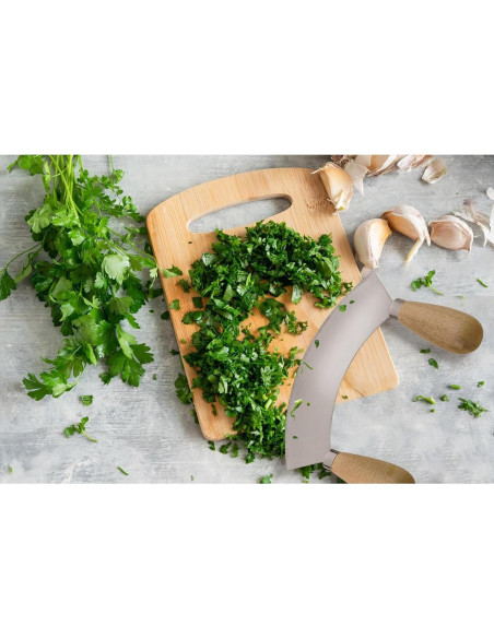 Cortador Mezzaluna HIC Kitchen Doble Mango Acero Inoxidable 17.46cm