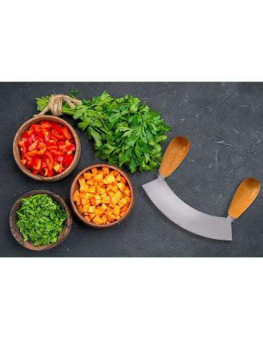 Cortador Mezzaluna HIC Kitchen Doble Mango Acero Inoxidable 17.46cm