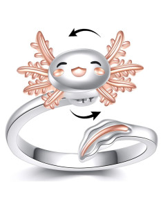 Anillo Fidget Spinner Axolote Plata Esterlina 925 Ajustable