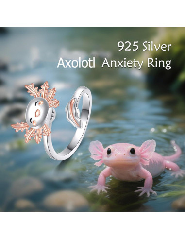 Anillo Fidget Spinner Axolote Plata Esterlina 925 Ajustable