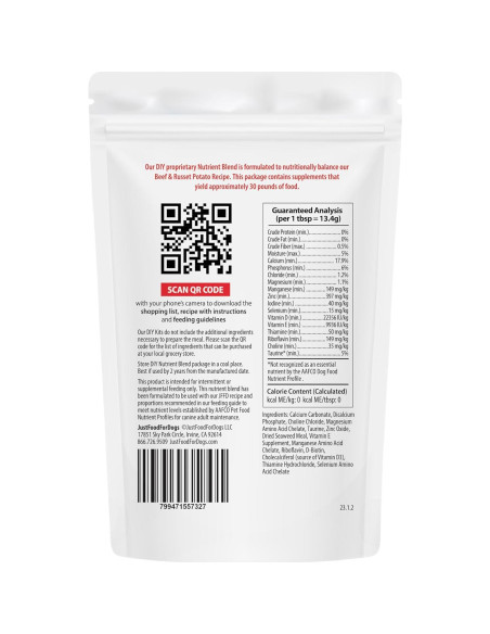 Mezcla de Nutrientes DIY JustFoodForDogs Carne de Res 129g