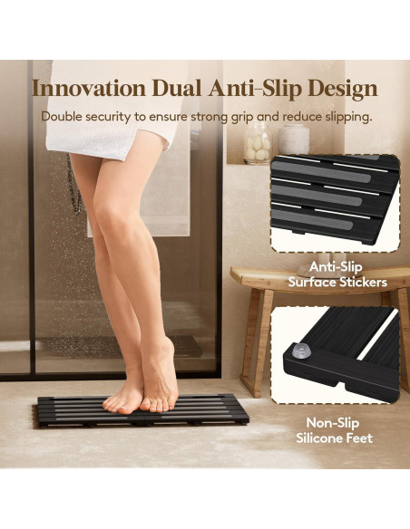 Alfombra de Baño Antideslizante Lifewit de Madera Negra 59x35 cm