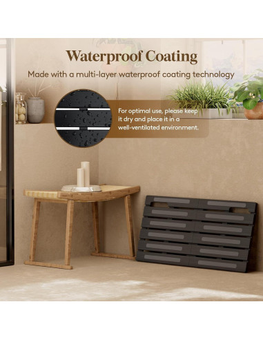 Alfombra de Baño Antideslizante Lifewit de Madera Negra 59x35 cm