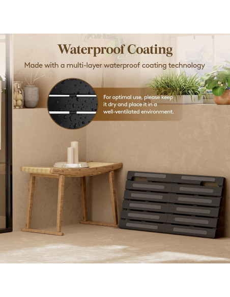 Alfombra de Baño Antideslizante Lifewit de Madera Negra 59x35 cm