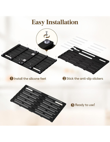 Alfombra de Baño Antideslizante Lifewit de Madera Negra 59x35 cm