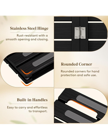 Alfombra de Baño Antideslizante Lifewit de Madera Negra 59x35 cm