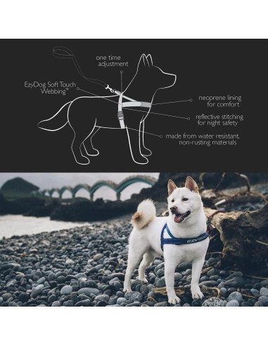 Arnés EzyDog Quick Fit Negro XX-Pequeño - Sin Tirones y Acolchado