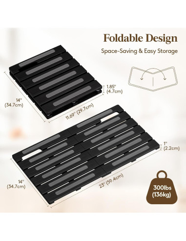 Alfombra de Baño Antideslizante Lifewit de Madera Negra 59x35 cm