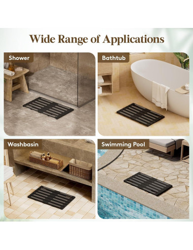 Alfombra de Baño Antideslizante Lifewit de Madera Negra 59x35 cm