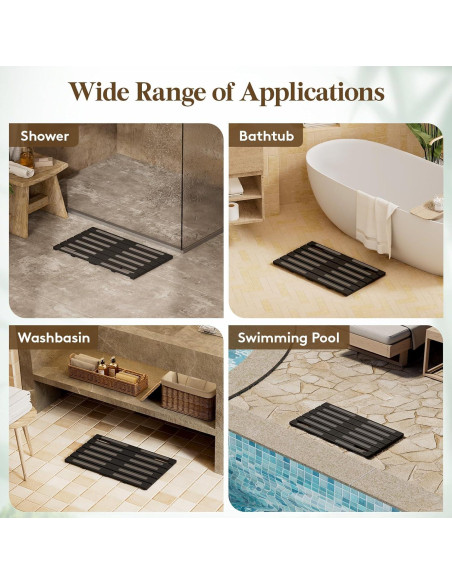 Alfombra de Baño Antideslizante Lifewit de Madera Negra 59x35 cm
